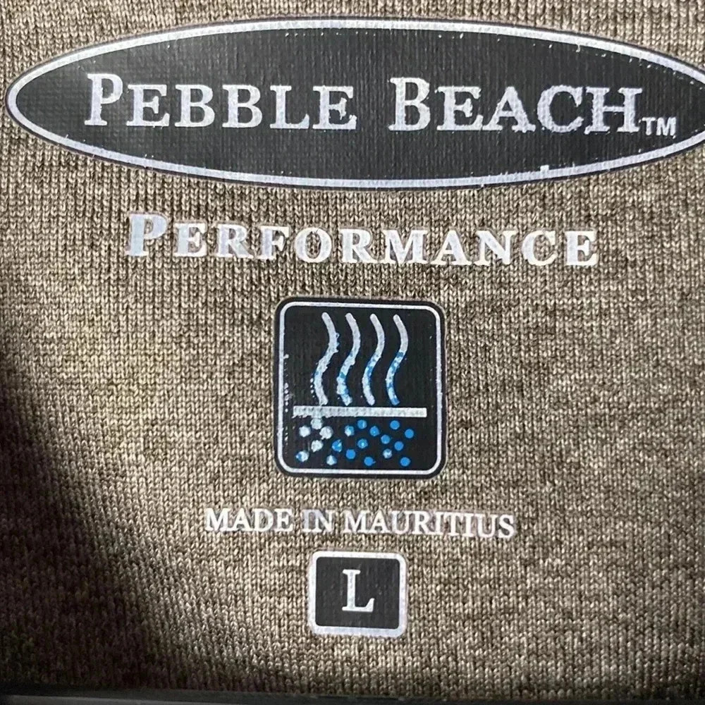 PEBBLE BEACH PERFORMANCE MENS SIZE LARGE POLO SHIRT BROWNISH COLOR - Picture 4 of 9